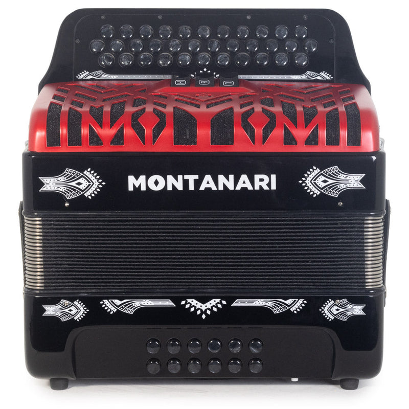 Montanari CM II Accordion 3 Switch 3412 FBE Black with Red-accordion-Montanari- Hermes Music