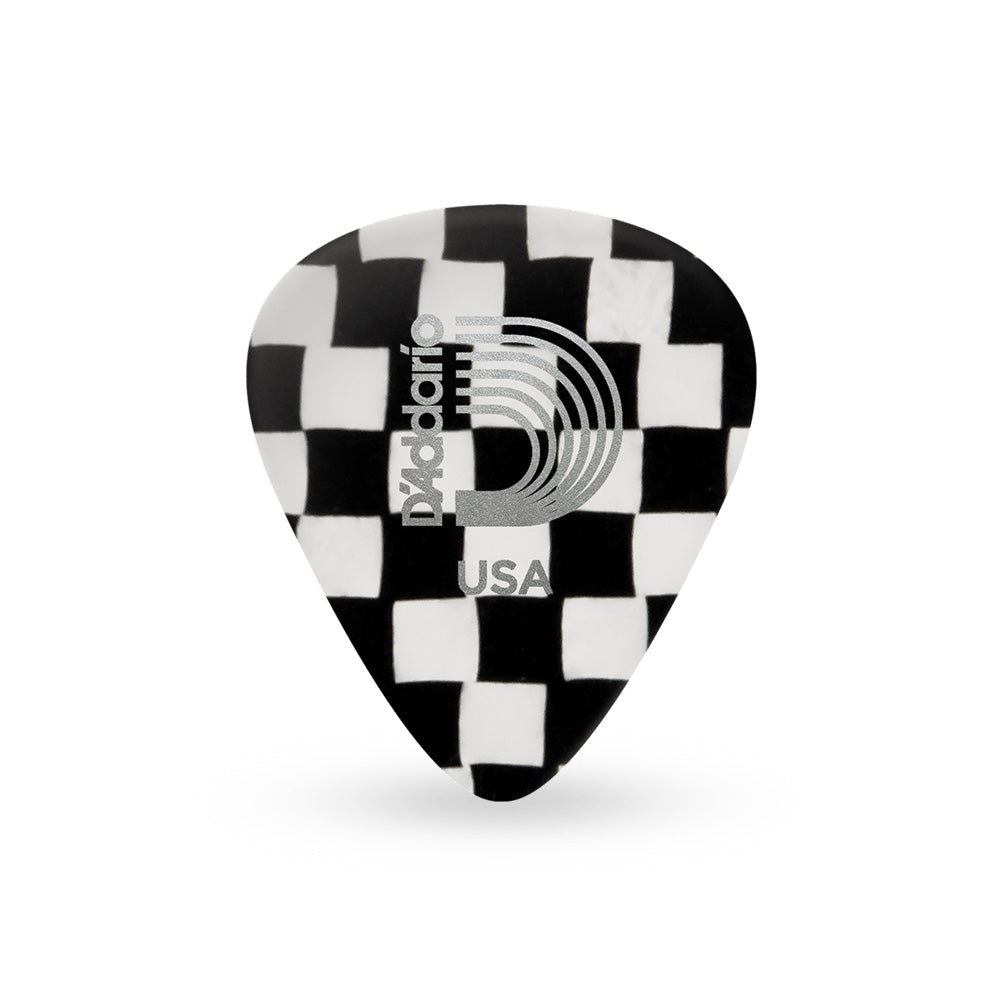 D'Addario Classic Celluloid Medium Gauge Checkerboard Guitar Picks .70mm