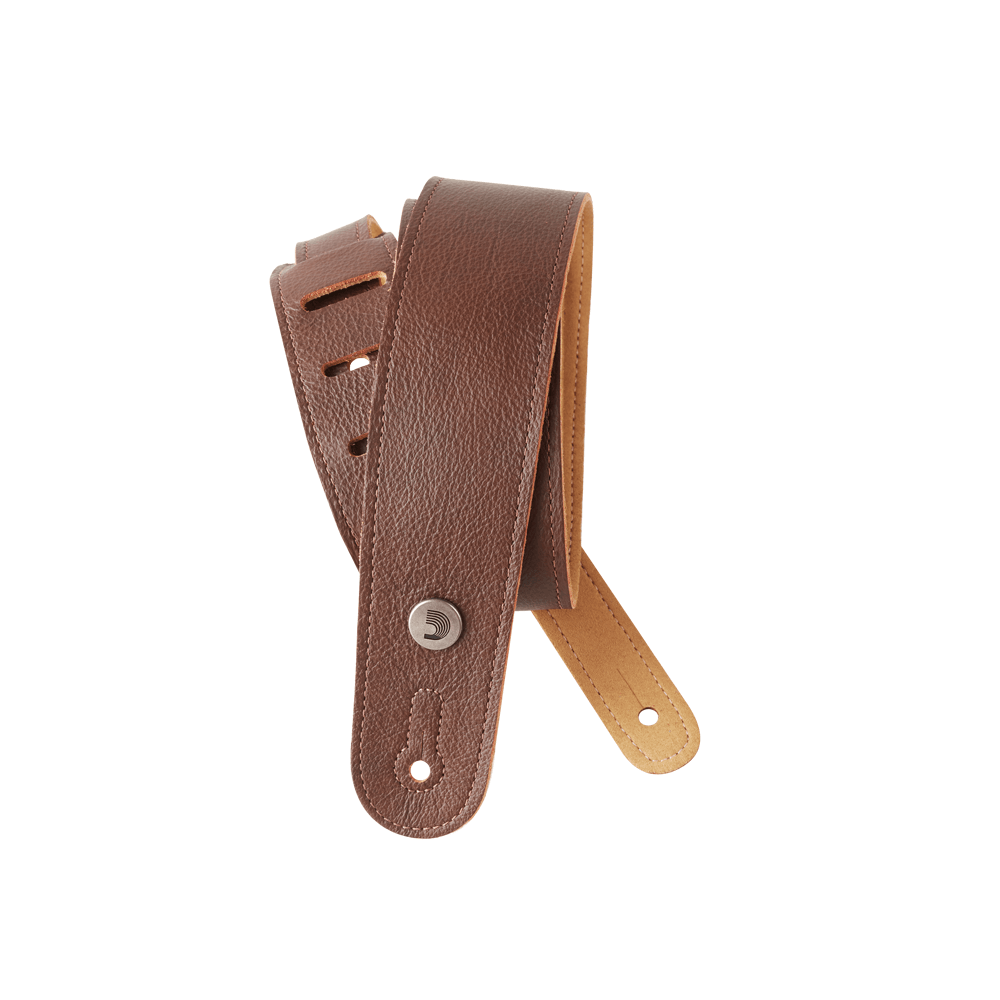 D'Addario 20GL01 Slim Garment Leather Guitar Strap Brown-accessories-Daddario-Hermes Music