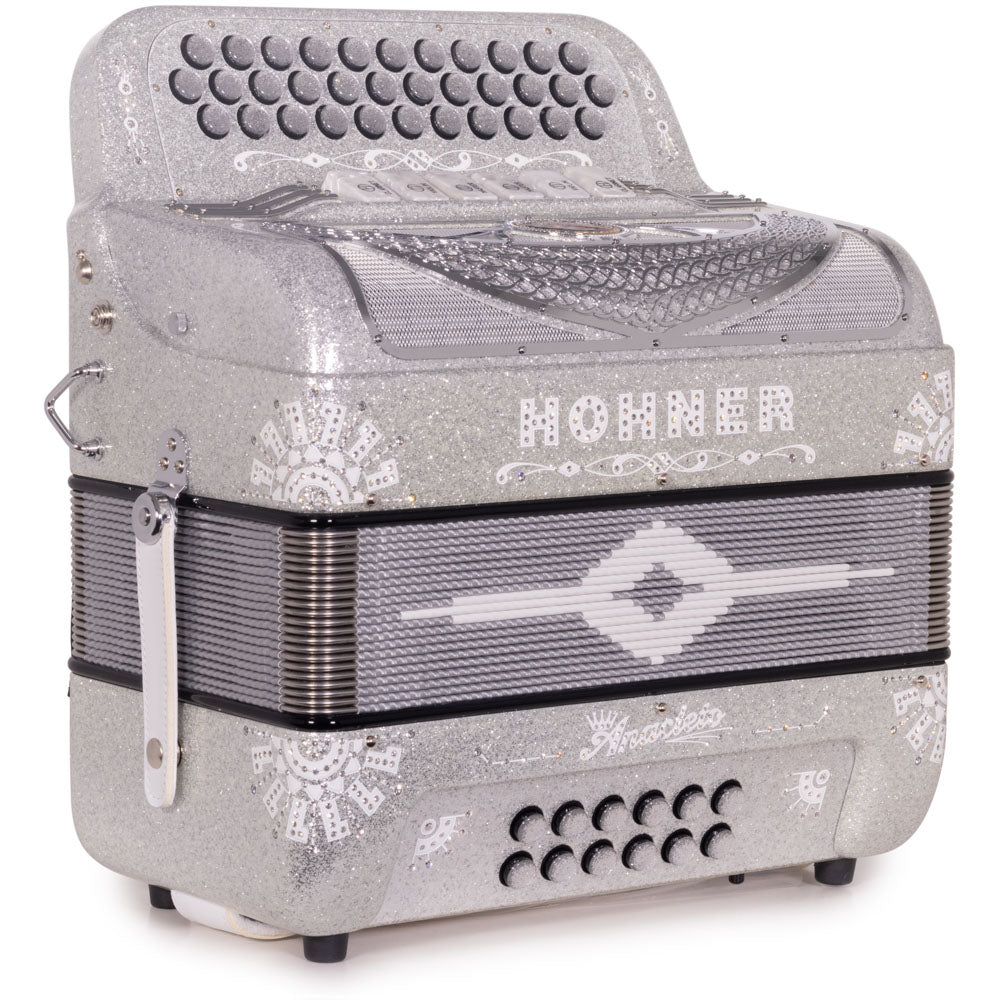 Anacleto Rey del Norte Accordion 6 Switch FBE/EAD Silver Glitter Compact-accordion-Anacleto-Hermes Music