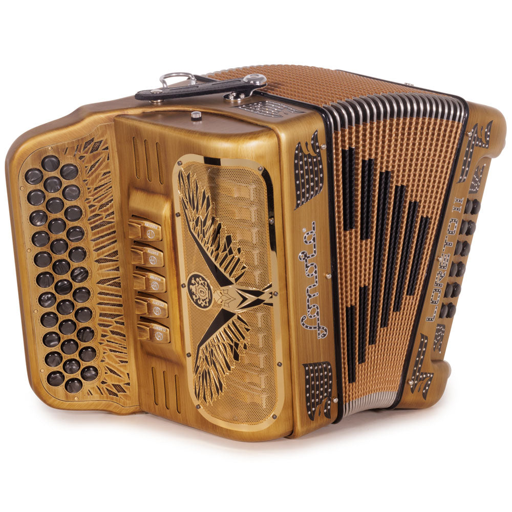 Sonola Loreto II Ultra Compact II Accordion 5 Switch FBE Light Matte Gold-accordion-Sonola-Hermes Music