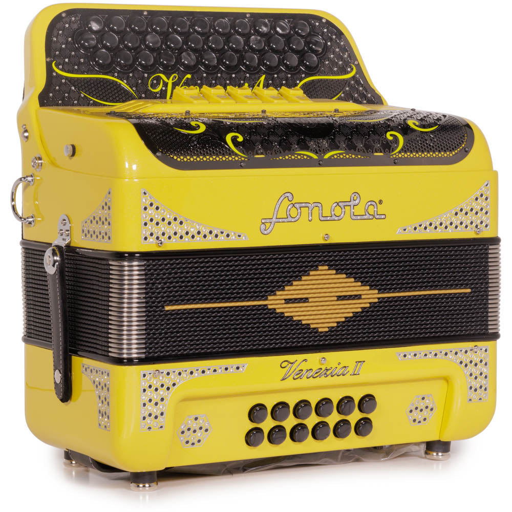 Sonola Venezia II Accordion 5 Switch FBE Yellow Glitter-accordion-Sonola-Hermes Music