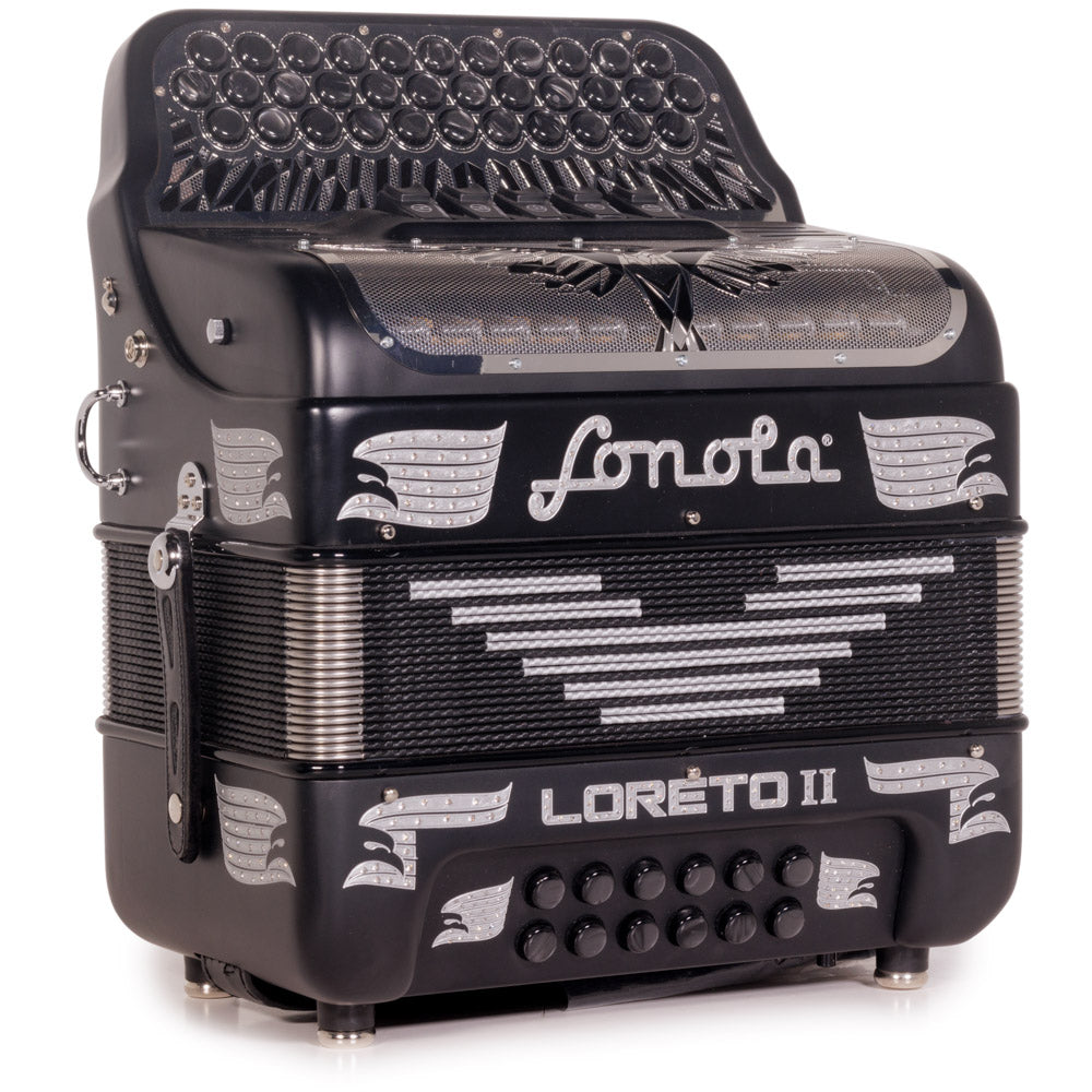 Sonola Loreto II Ultra Compact II Accordion 5 Switch FBE Matte Black with Silver-accordion-Sonola-Hermes Music