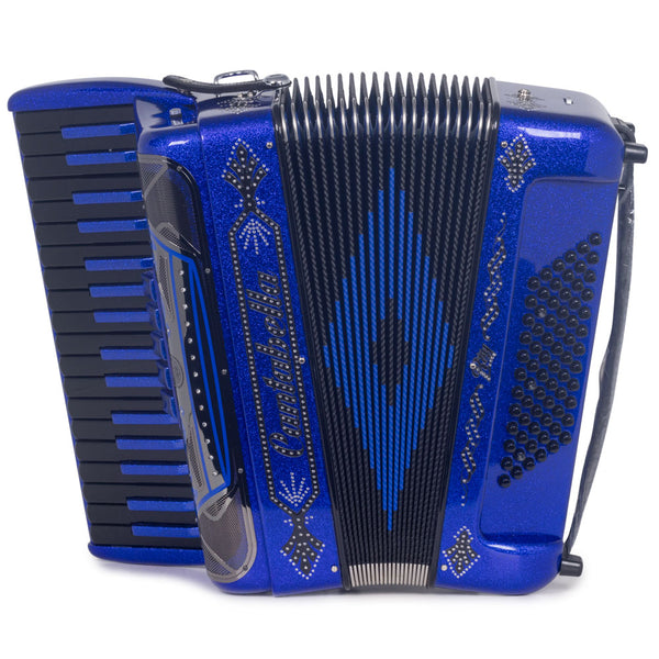 Cantabella Rey Piano Accordion 5 Switches Dark Blue Glitter with Black Keys