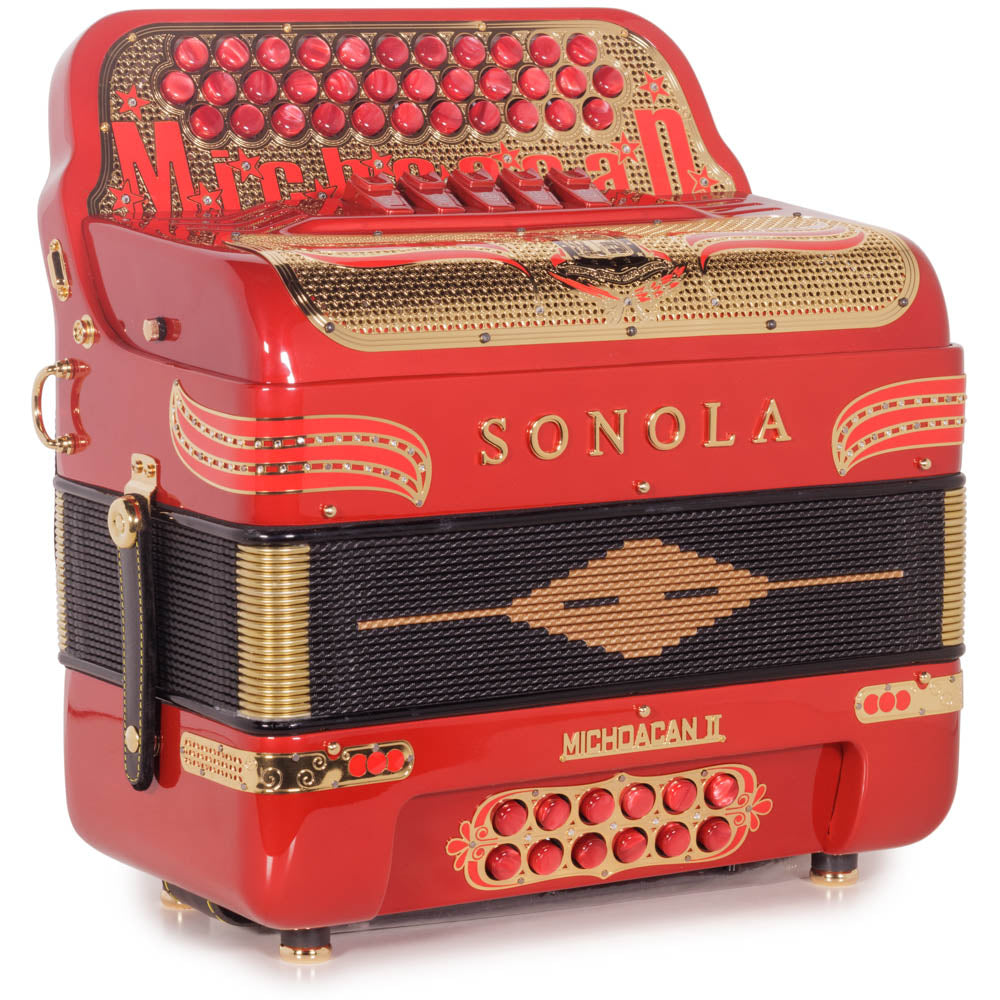 Sonola Michoacan Special Edition Accordion 5 Switch EAD Red with Gold-accordion-Sonola-Hermes Music