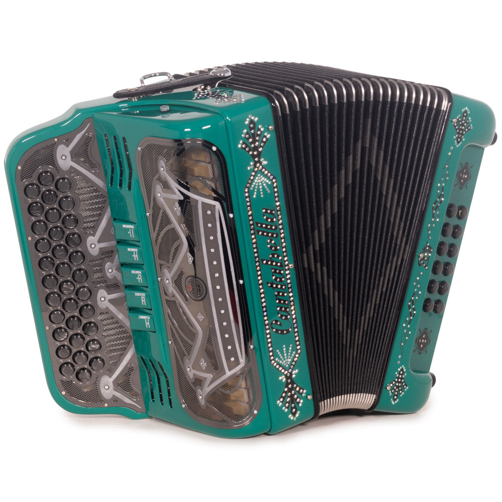 Cantabella Rey II Accordion 5 Switch FBE Green with Black-accordion-Cantabella-Hermes Music