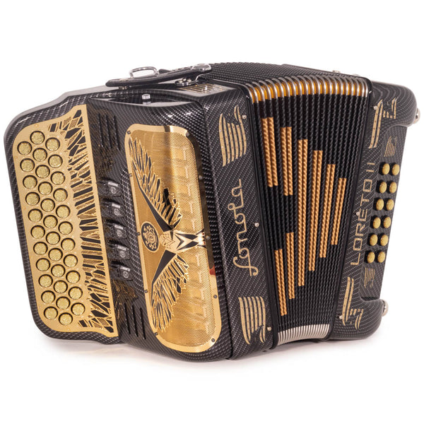 Sonola Loreto II Ultra Compact Accordion 5 Switch FBE Carbon with Gold Grill
