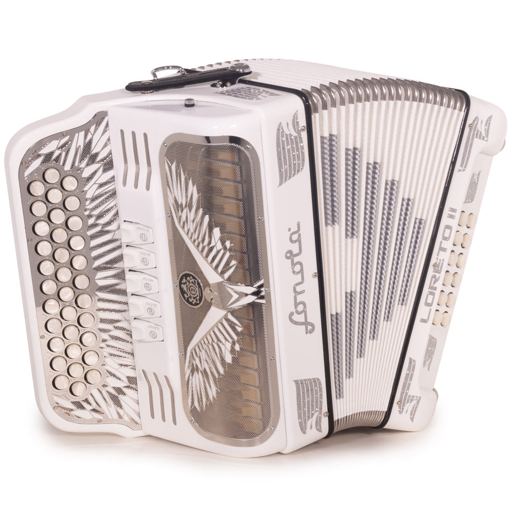 Sonola Loreto II Accordion 5 Switch FBE White-Accordions & Concertinas-Sonola-Hermes Music