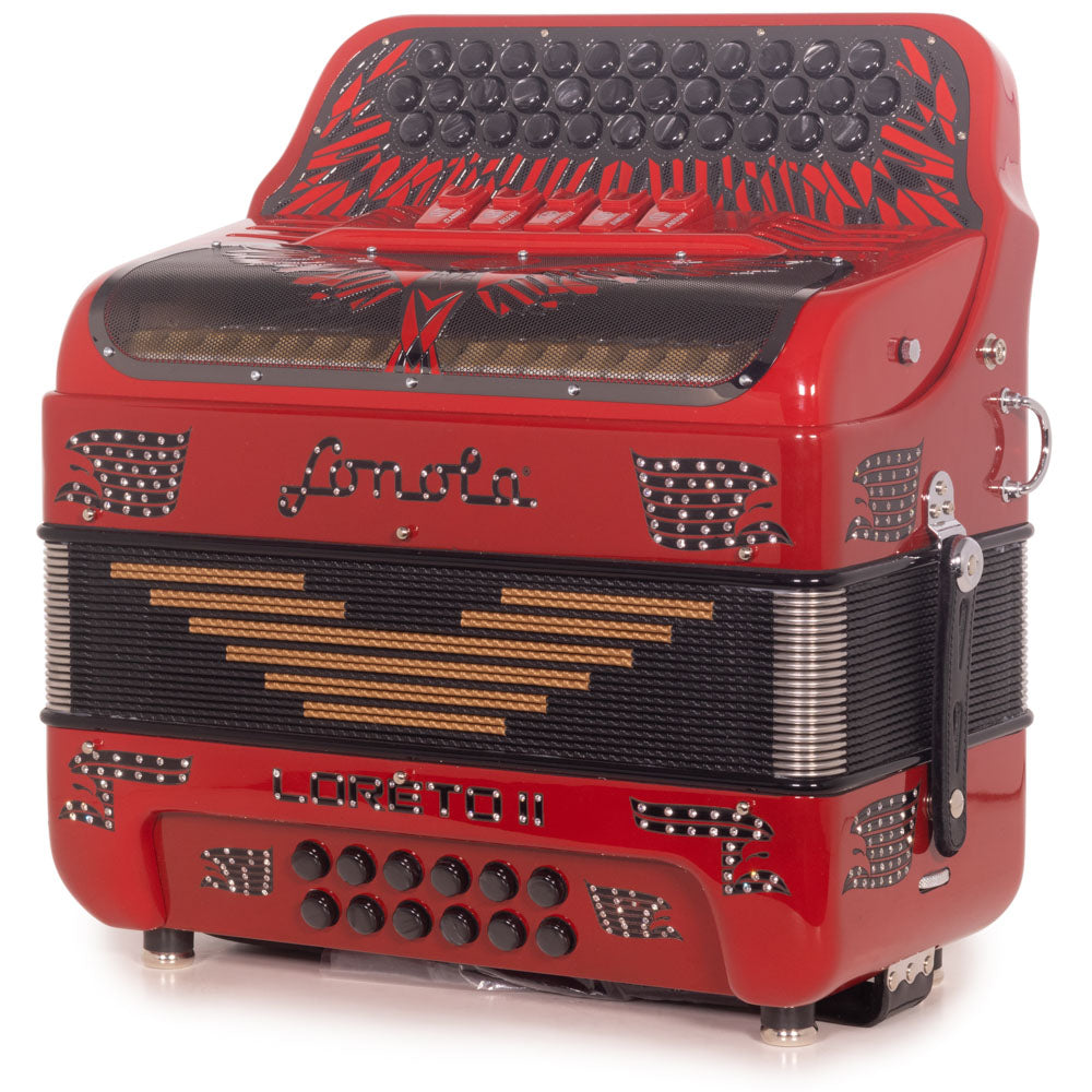 Sonola Loreto II Accordion 5 Switch FBE Red with Black-accordion-Sonola-Hermes Music