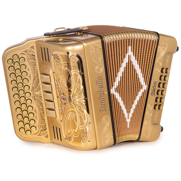 Cantabella Reina Accordion Ultra Compact 5 Switch FBE Pearl Gold with Gold Grill