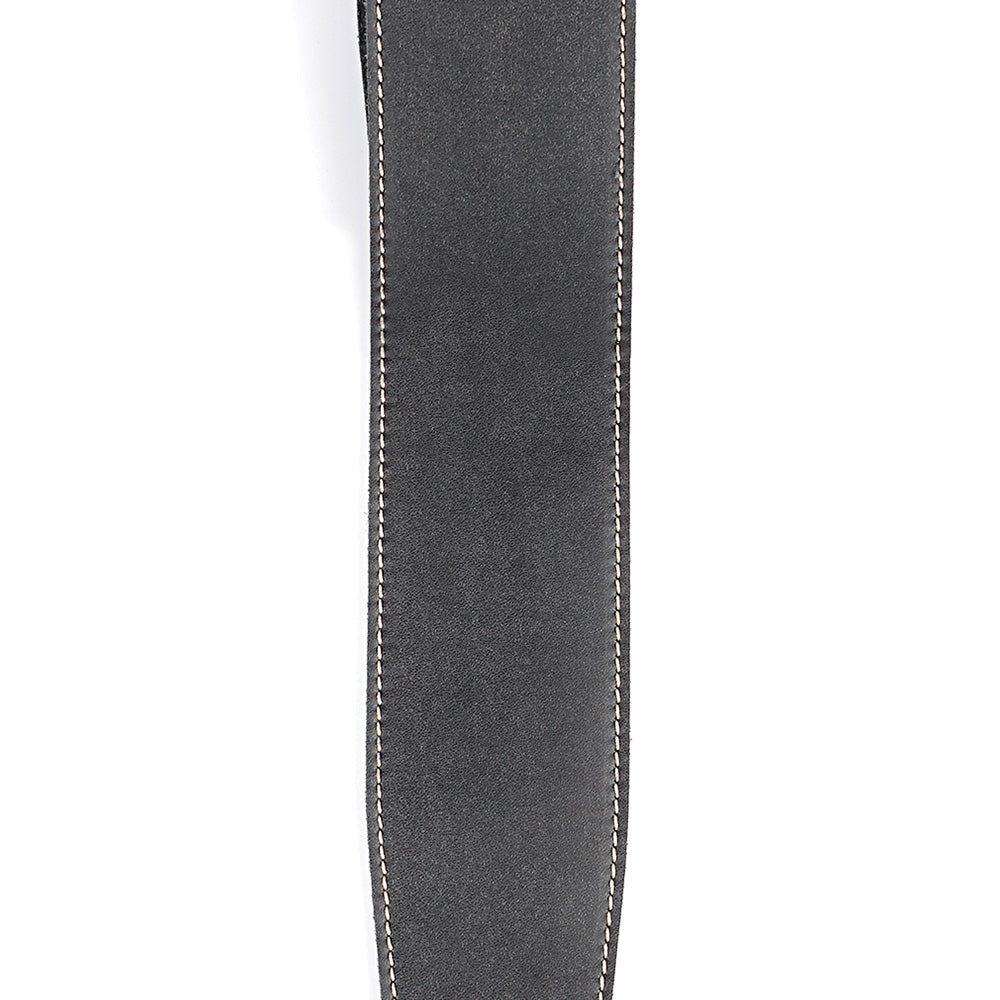 D'Addario 25LS00-DX Deluxe Leather Black with Contrast Stitch Guitar Strap-Guitar Accessories-Daddario-Hermes Music