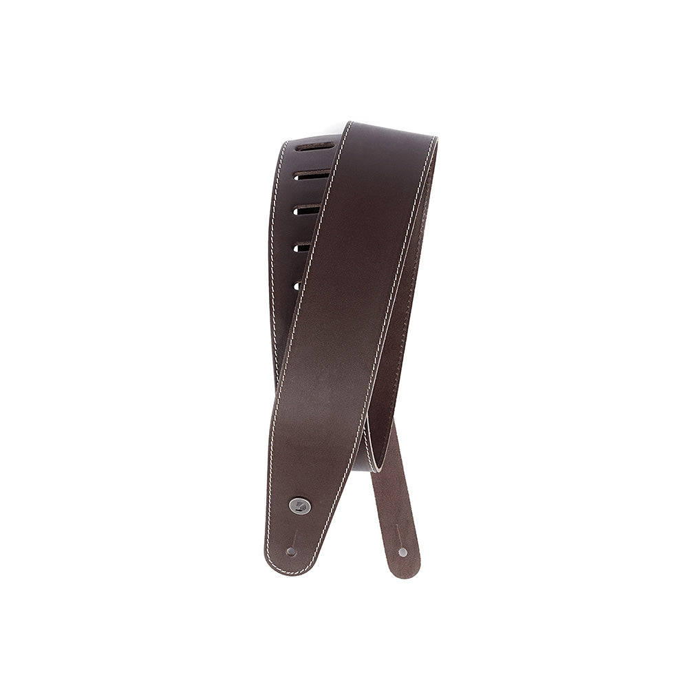 D'Addario 25LS01-DX Deluxe Leather Brown with Stitch Guitar Strap-Guitar Accessories-Daddario-Hermes Music