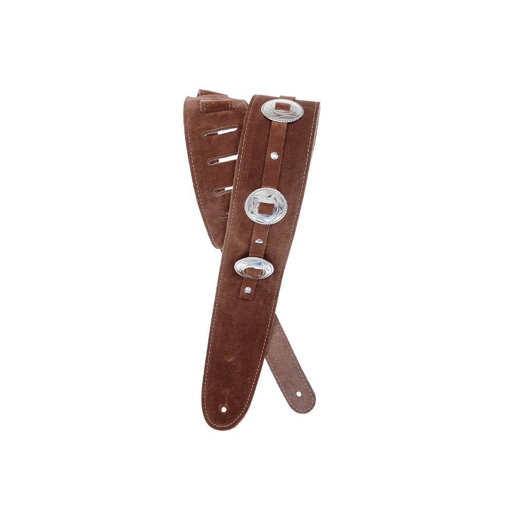 D'Addario 25SSC01 Deluxe Brown Leather Guitar Strap-Guitar Accessories-Daddario-Hermes Music