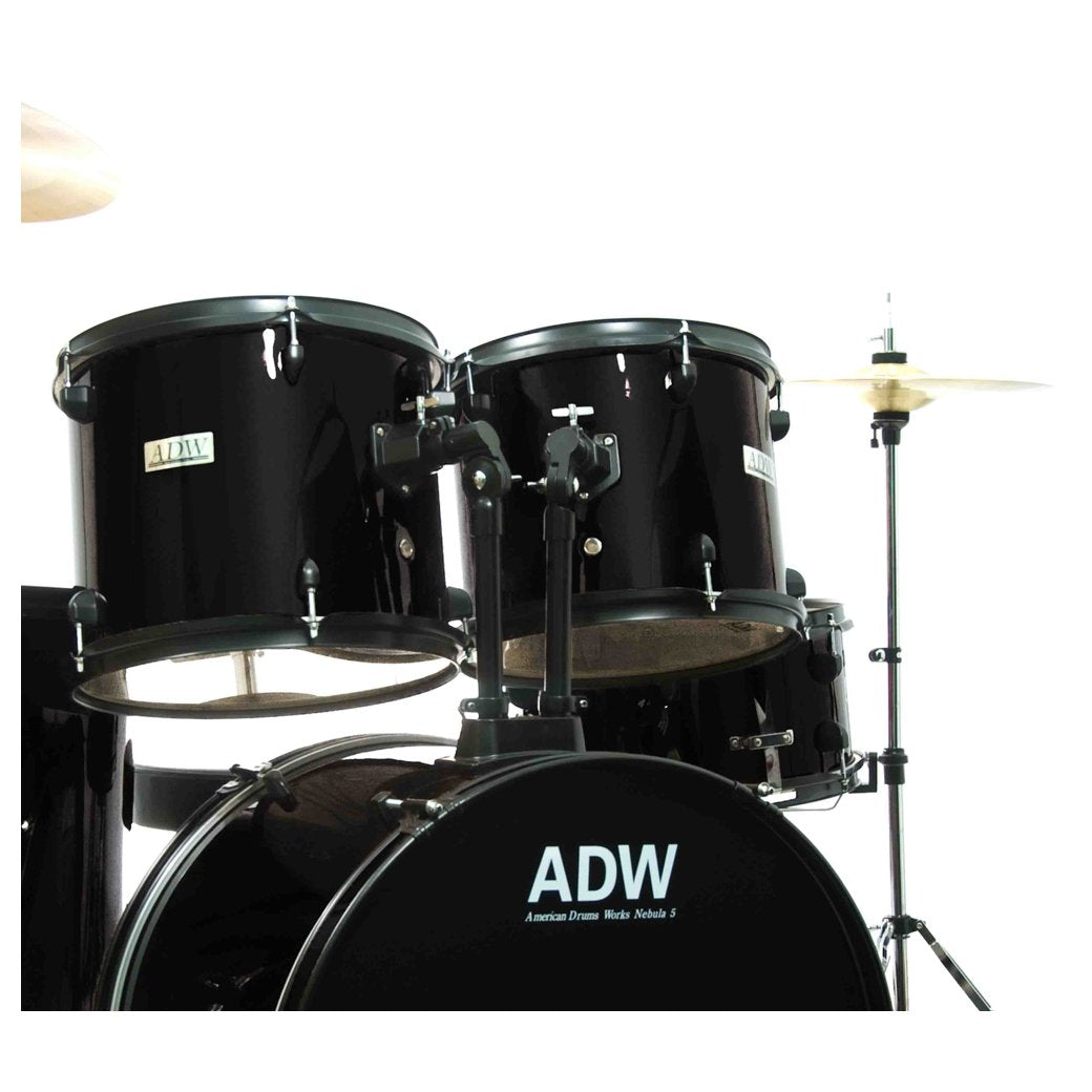 ADW Nebula5 Piece Complete Drum Set - Black-drumset-ADW- Hermes Music