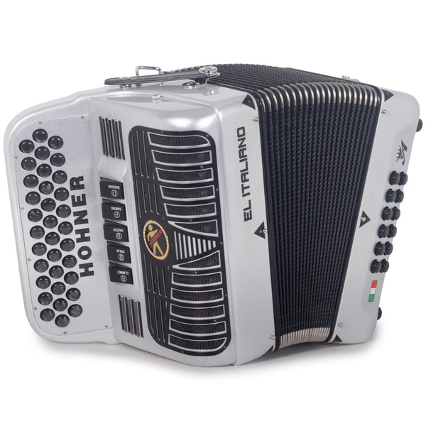 Anacleto El Italiano III Accordion FBE 5 Switches Black with Silver-accordion-Anacleto- Hermes Music