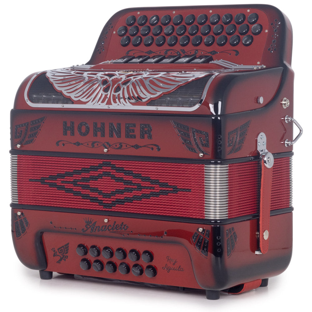 Anacleto Rey Aguila Accordion Compact 6 Switch FBE/GCF Ruby Red-Accordions & Concertinas-Anacleto- Hermes Music