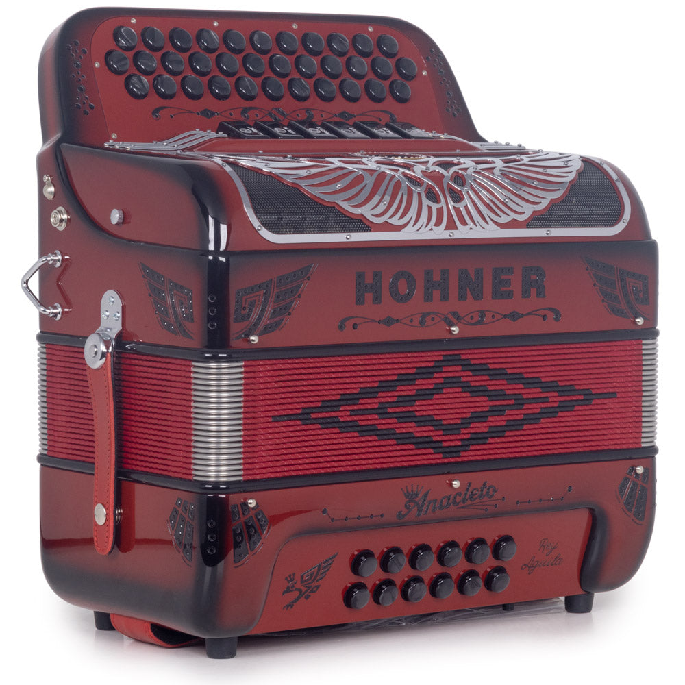 Anacleto Rey Aguila Accordion Compact 6 Switch FBE/GCF Ruby Red-Accordions & Concertinas-Anacleto- Hermes Music