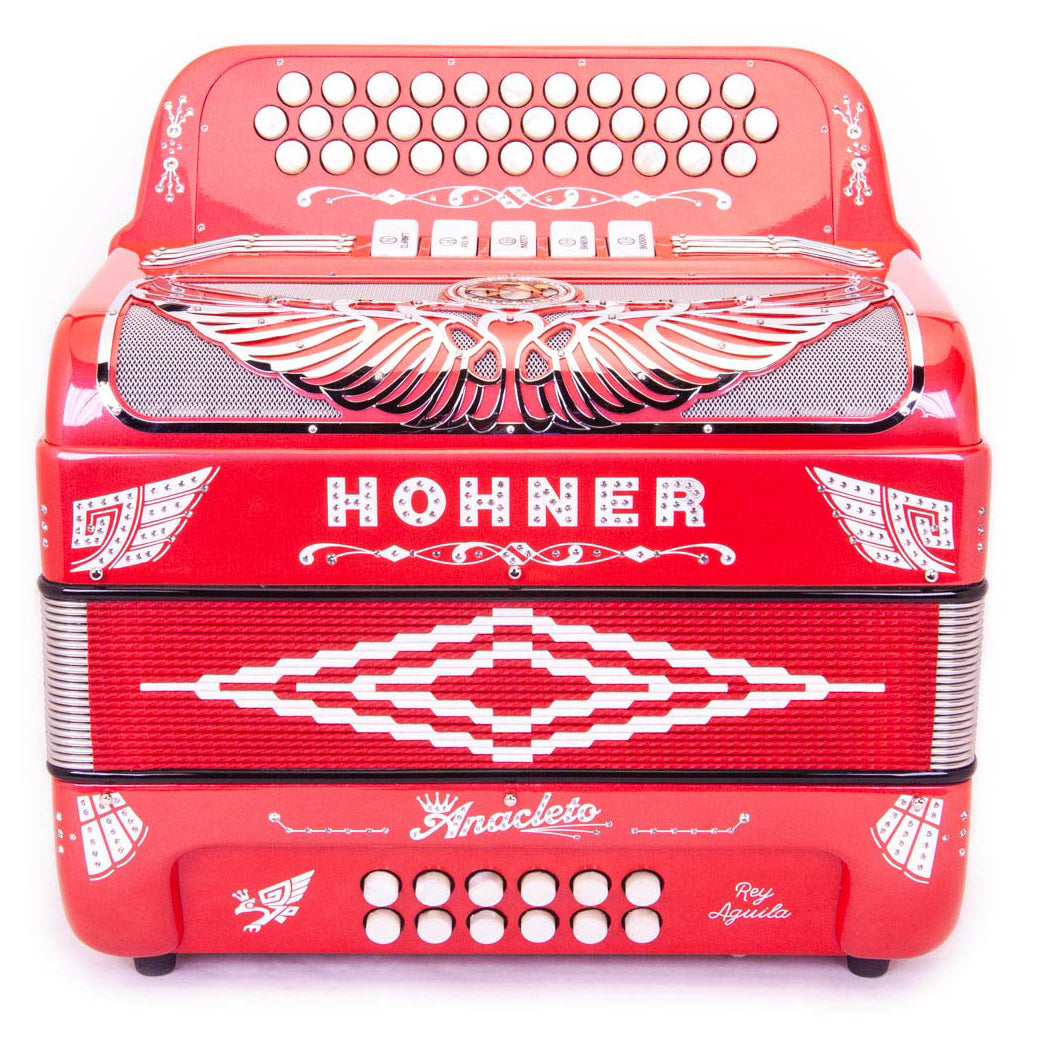 Anacleto Rey Aguila FBE 5 Switches Metallic Red Compact-accordion-Anacleto- Hermes Music