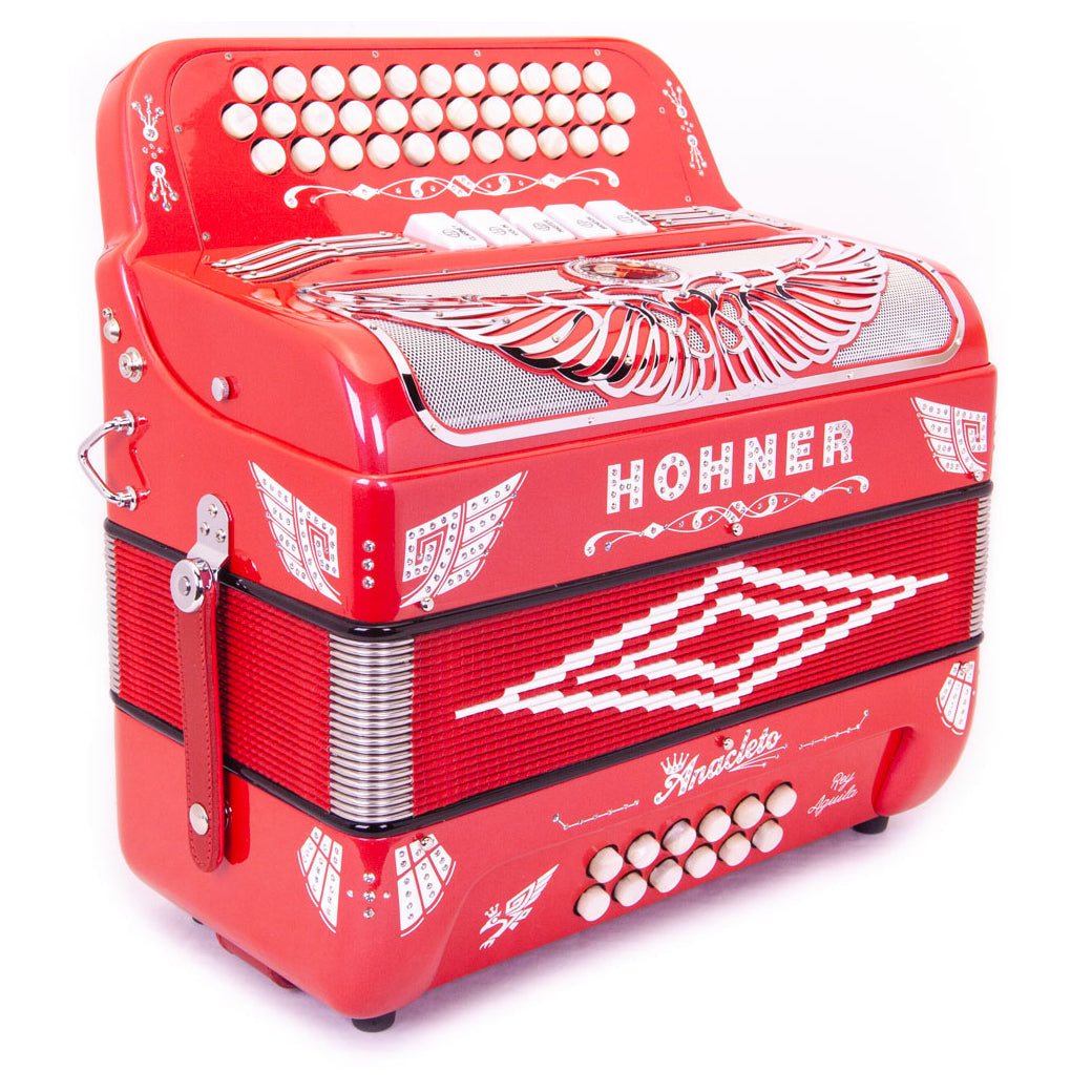 Anacleto Rey Aguila FBE 5 Switches Metallic Red Compact-accordion-Anacleto- Hermes Music