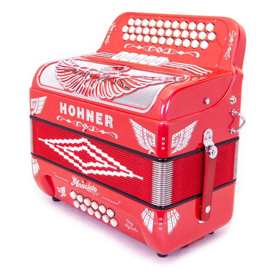 Anacleto Rey Aguila FBE 5 Switches Metallic Red Compact-accordion-Anacleto- Hermes Music