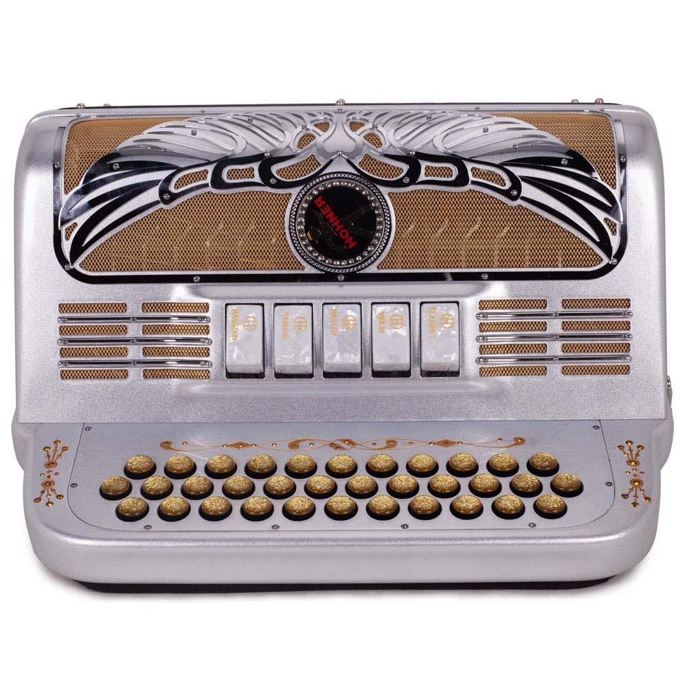 Anacleto Rey Aguila FBE 5 Switches Silver Chrome-accordion-Anacleto- Hermes Music