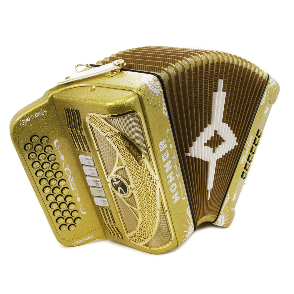 Anacleto Rey del Norte 5 Switches FBE Compact Holographic Gold-accordion-Anacleto- Hermes Music