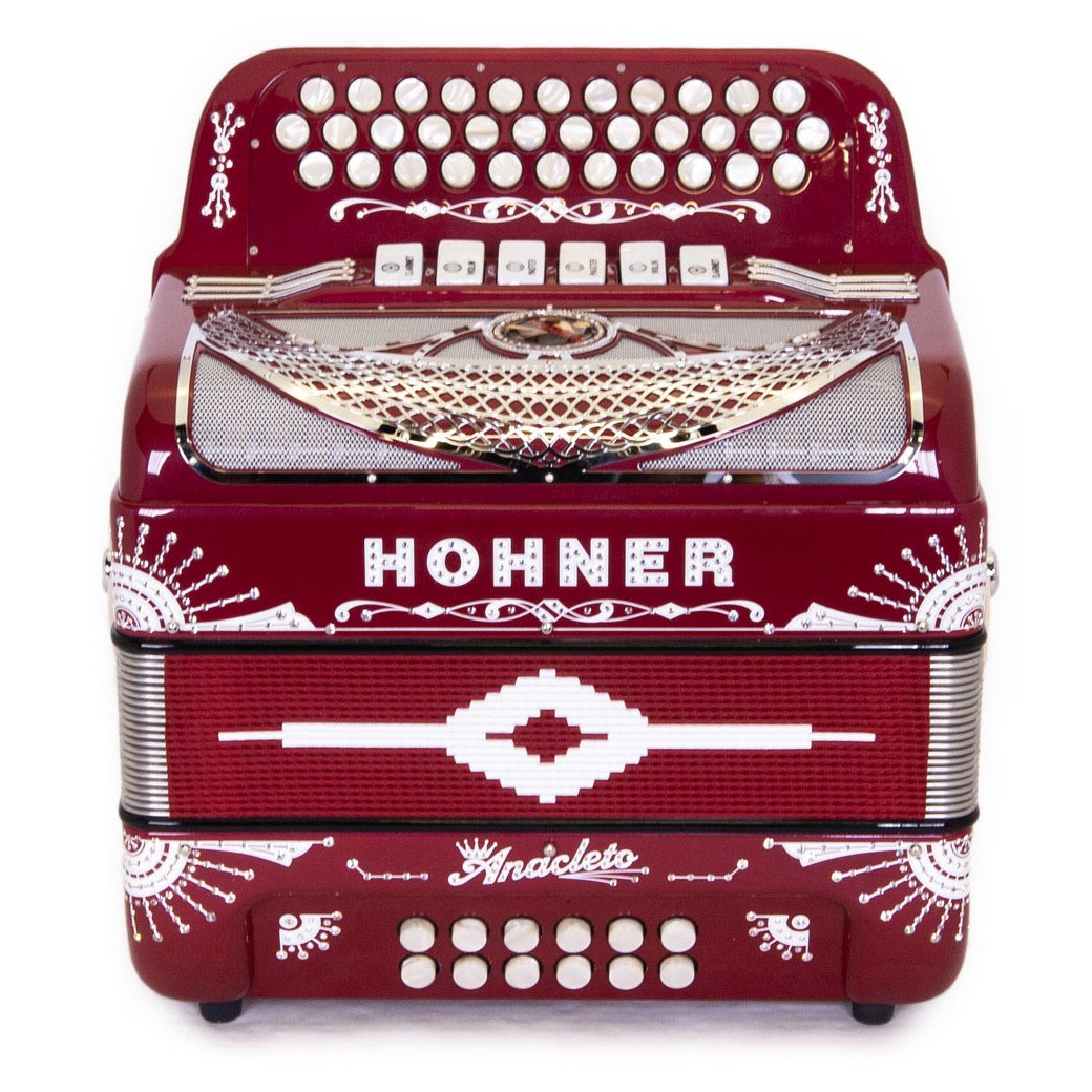 Anacleto Rey del Norte Accordion 6 Switch FBE/GCF Red Compact-accordion-Anacleto- Hermes Music