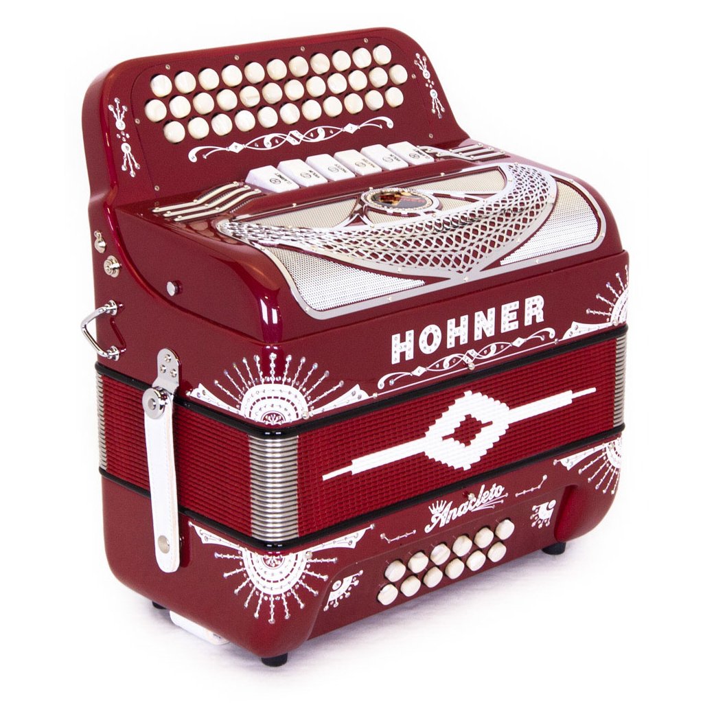 Anacleto Rey del Norte Accordion 6 Switch FBE/GCF Red Compact-accordion-Anacleto- Hermes Music