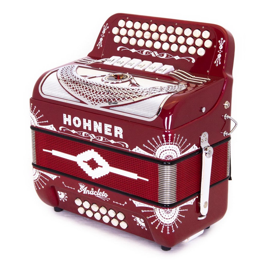 Anacleto Rey del Norte Accordion 6 Switch FBE/GCF Red Compact-accordion-Anacleto- Hermes Music