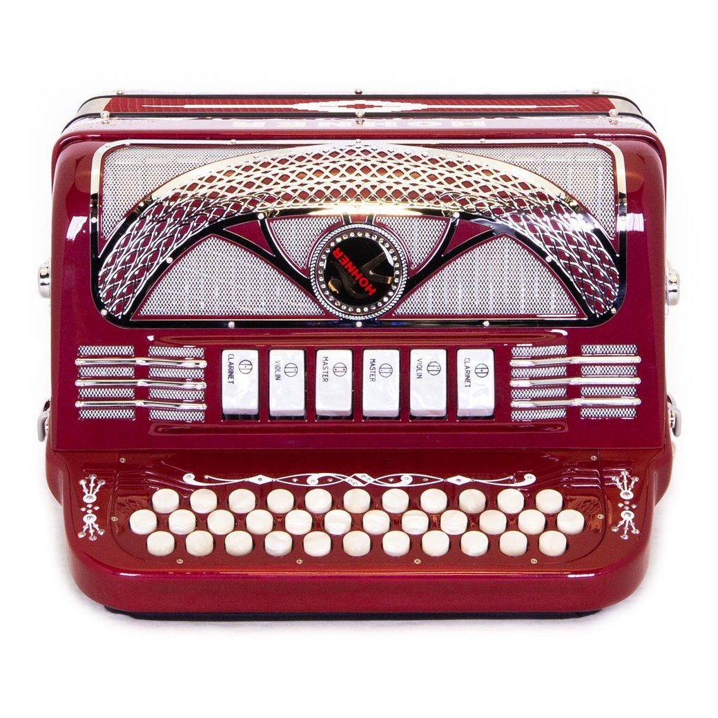 Anacleto Rey del Norte Accordion 6 Switch FBE/GCF Red Compact-accordion-Anacleto- Hermes Music