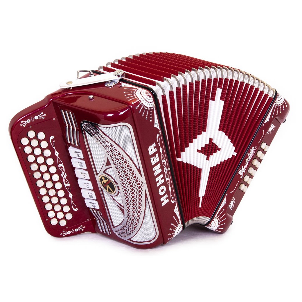 Anacleto Rey del Norte Accordion 6 Switch FBE/GCF Red Compact-accordion-Anacleto- Hermes Music