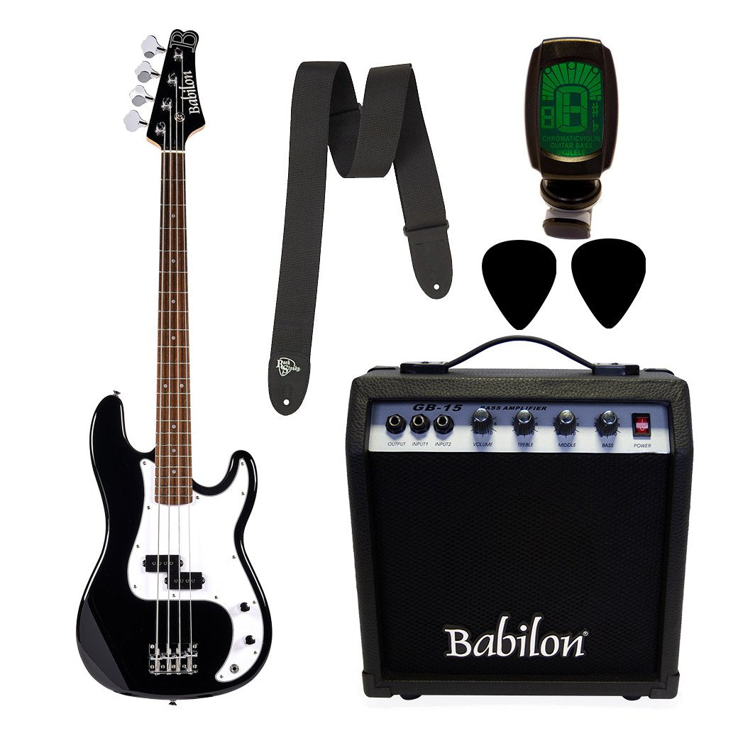 Babilon Electric Bass Guitar Bundle Black-bass-Babilon- Hermes Music