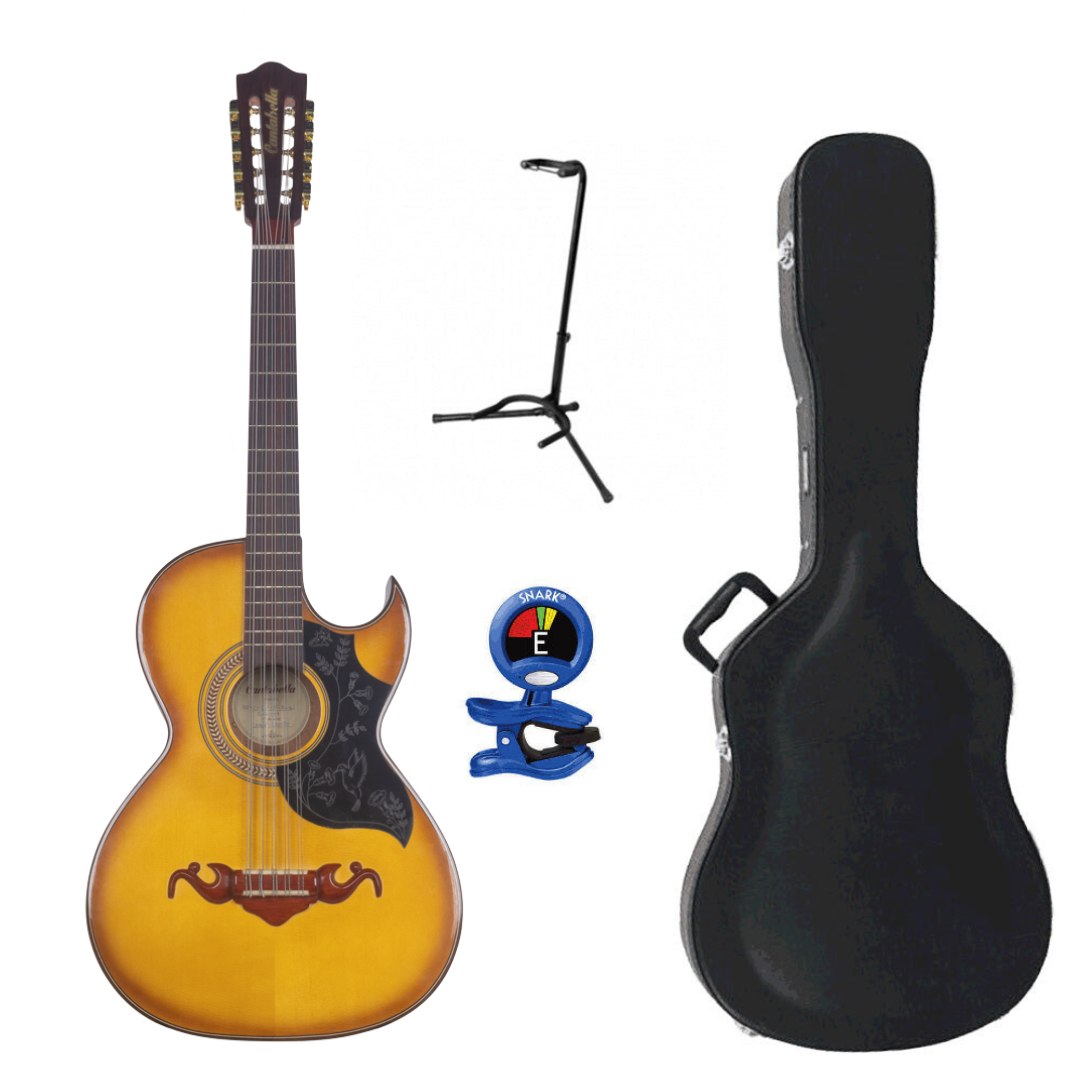 Cantabella Bajo Quinto Cedar Wood, Filleted, Sunburst, Black Mica with Accessories-Bajo Quinto-Cantabella- Hermes Music