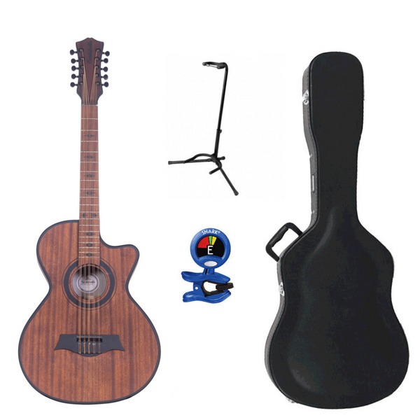 Cantabella Bajo Quinto Sapelly Wood with Case, Tuner and Stand-Hermes Music- Hermes Music