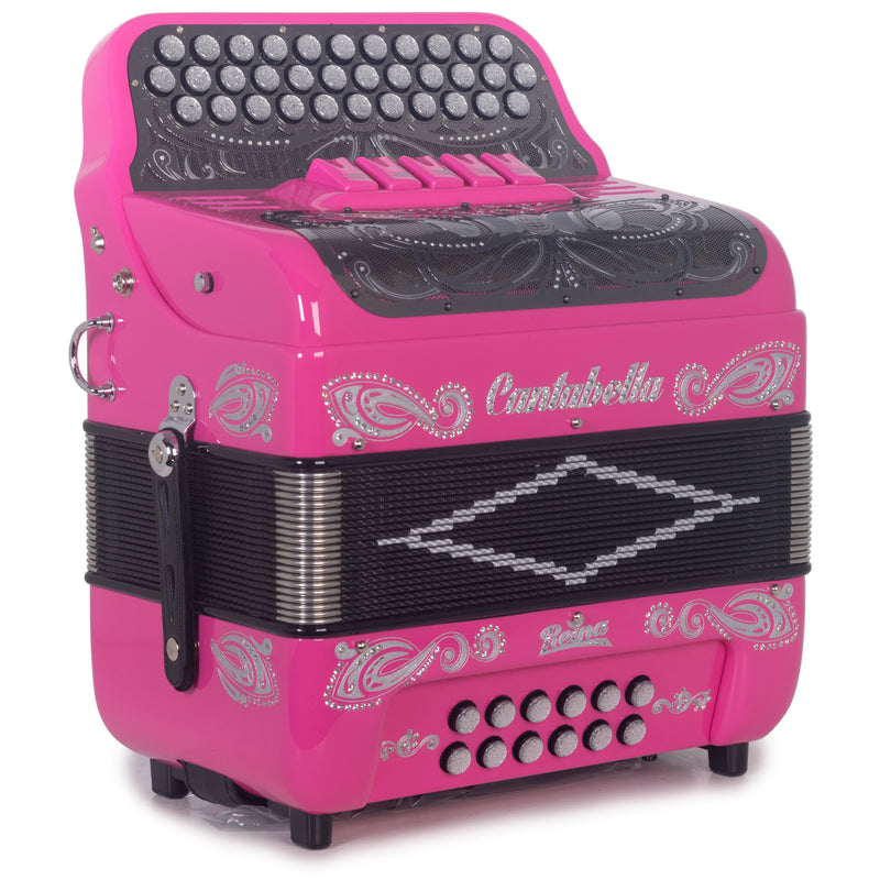 Cantabella Reina Accordion Ultra Compact 5 Switch FBE Pink with Silver-Accordions & Concertinas-Cantabella- Hermes Music