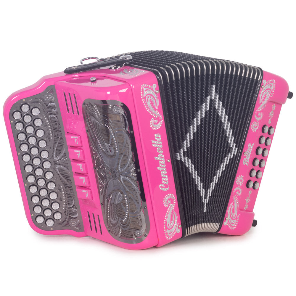 Cantabella Reina Accordion Ultra Compact 5 Switch FBE Pink with Silver-Accordions & Concertinas-Cantabella- Hermes Music