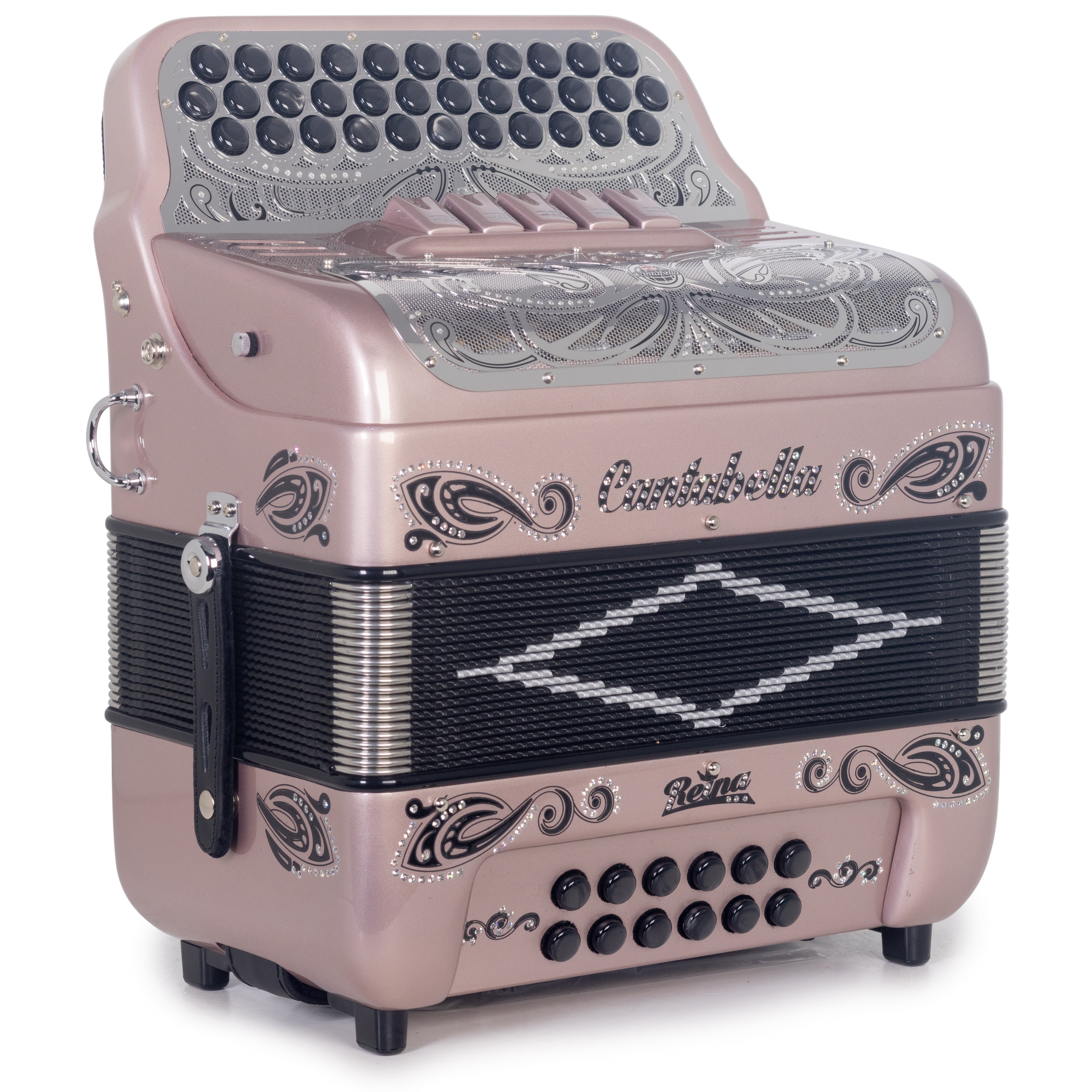 Cantabella Reina Ultra Compact Accordion 5 Switches FBE Rose Gold-Accordions & Concertinas-Cantabella- Hermes Music