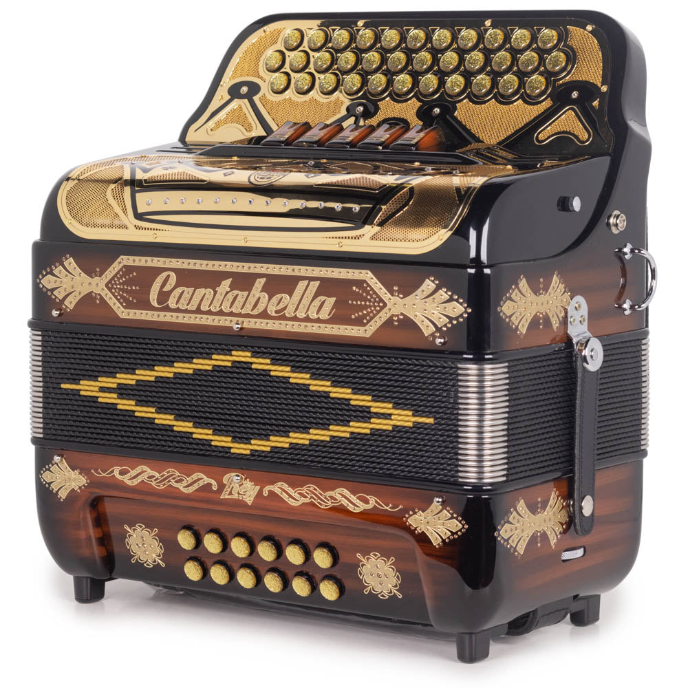 Cantabella Rey II 5 Switches FBE Glossy Wood with Gold Design-accordion-Cantabella- Hermes Music