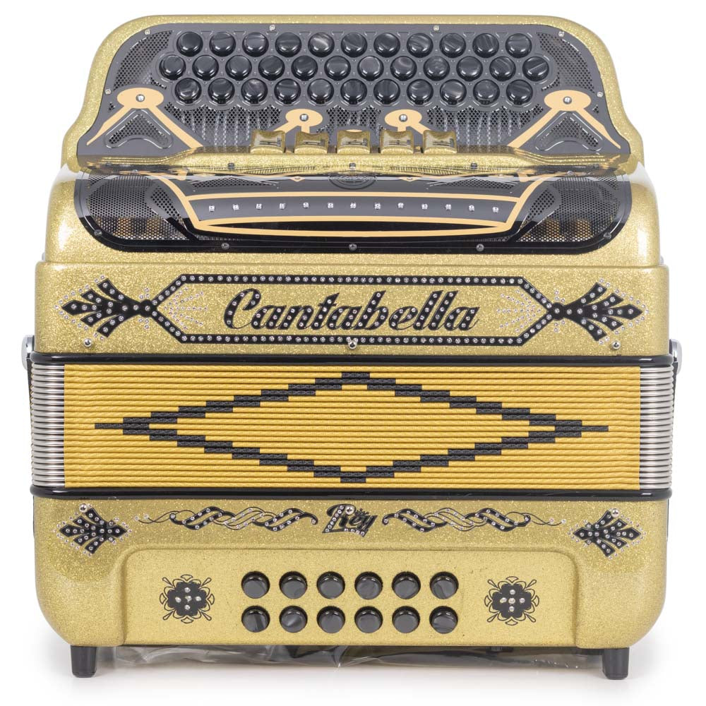 Cantabella Rey II 5 Switches FBE Gold Glitter With Black Designs-accordion-Cantabella- Hermes Music