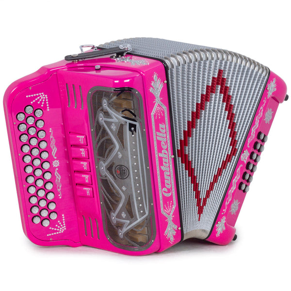 Cantabella Rey II Accordion EAD 5 Switch Pink with Silver-accordion-Cantabella- Hermes Music