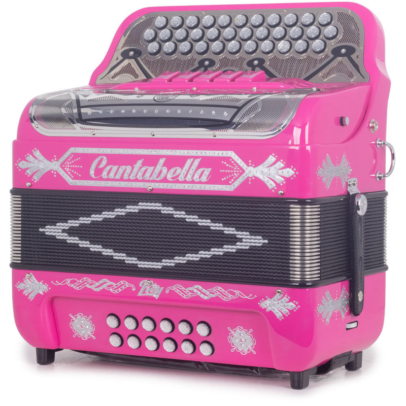 Cantabella Rey II Accordion FBE 5 Switch Hot Pink with Silver-accordion-Cantabella- Hermes Music