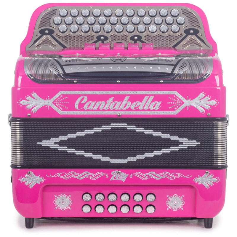 Cantabella Rey II Accordion FBE 5 Switch Hot Pink with Silver-accordion-Cantabella- Hermes Music