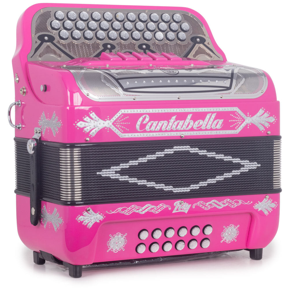 Cantabella Rey II Accordion FBE 5 Switch Hot Pink with Silver-accordion-Cantabella- Hermes Music