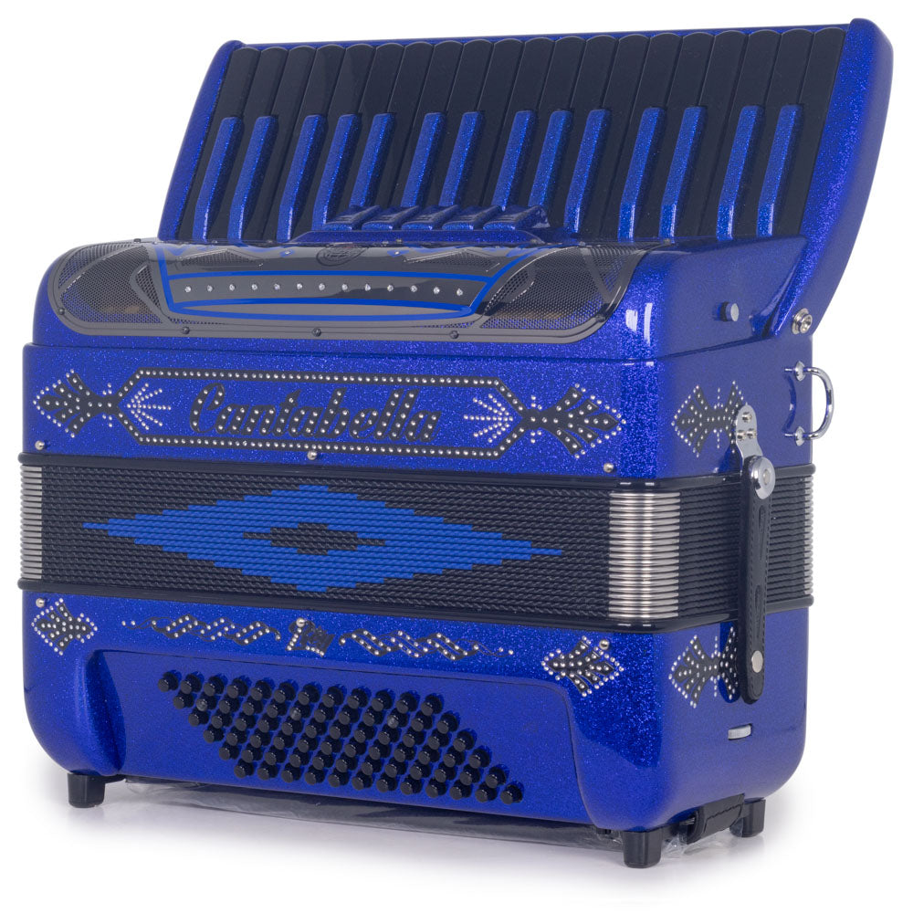 Cantabella Rey Piano Accordion 5 Switch Dark Blue Glitter with Black Keys-accordion-Cantabella- Hermes Music