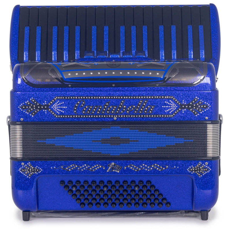 Cantabella Rey Piano Accordion 5 Switch Dark Blue Glitter with Black Keys-accordion-Cantabella- Hermes Music