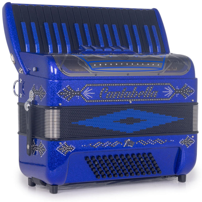 Cantabella Rey Piano Accordion 5 Switch Dark Blue Glitter with Black Keys-accordion-Cantabella- Hermes Music