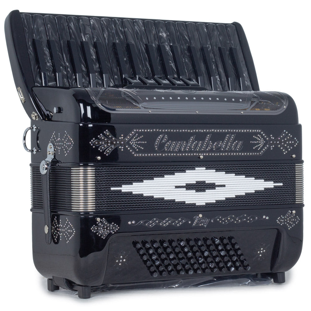 Cantabella Rey Piano Accordion 5 Switch Glossy Black with Black Keys-accordion-Cantabella- Hermes Music