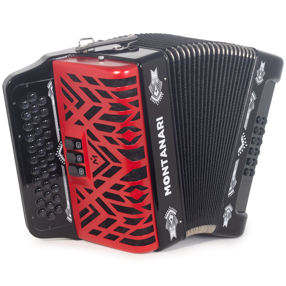 Combo Montanari CM II 3412 con Micrófono Harmonik Negro con Rojo-accordion-Hermes Music- Hermes Music