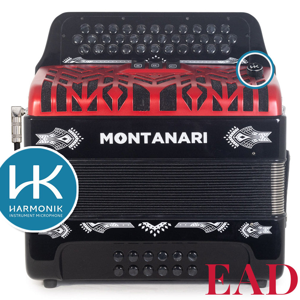 Combo Montanari CM II 3412 con Micrófono Harmonik Negro con Rojo-accordion-Hermes Music- Hermes Music