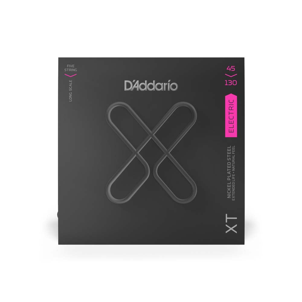 D'Addario XTB45130 XT Nickel Plated Steel 5-String Long Scale Bass Strings-accessories-Daddario- Hermes Music